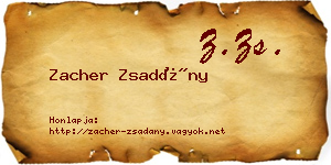 Zacher Zsadány névjegykártya